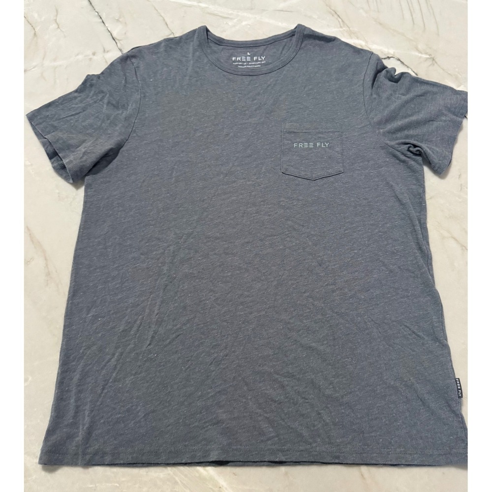 Free Fly Mens Bamboo Blend Pocket T-Shirt Heather Gray Size Large Outdoor Tee